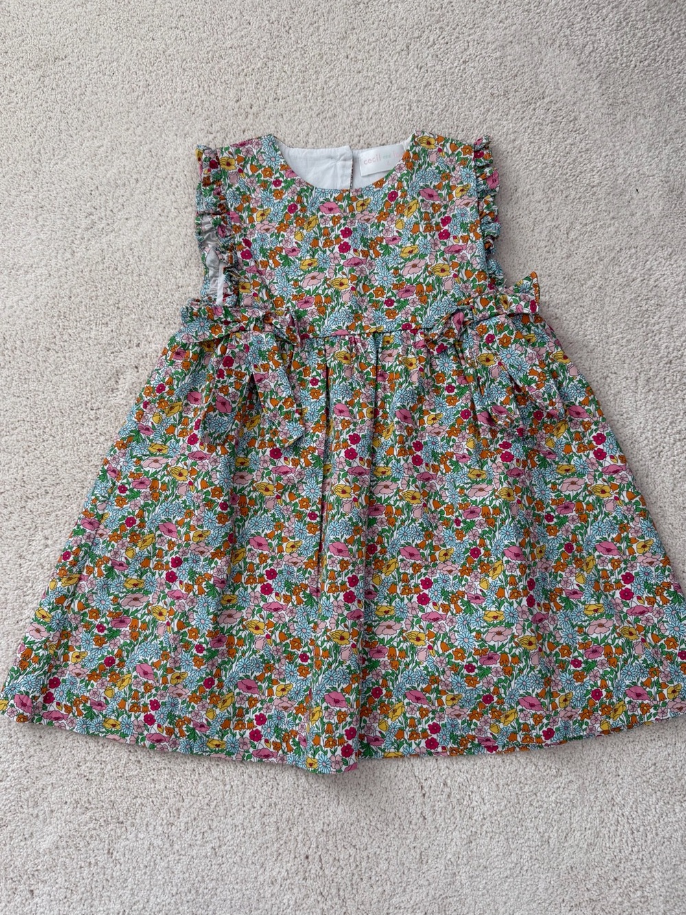 Girls size 5 Cecil and Lou Floral Ruffle Tank Dress with bows